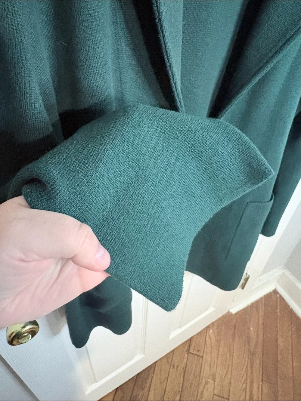 J.Crew Green Knit Sweater Blazer Open Front Patch Pockets Estimated XL
